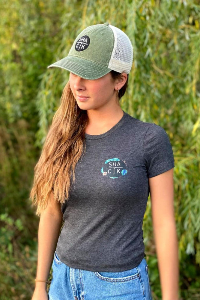 Floral Slim Fit Shack T-shirt in grey - Women