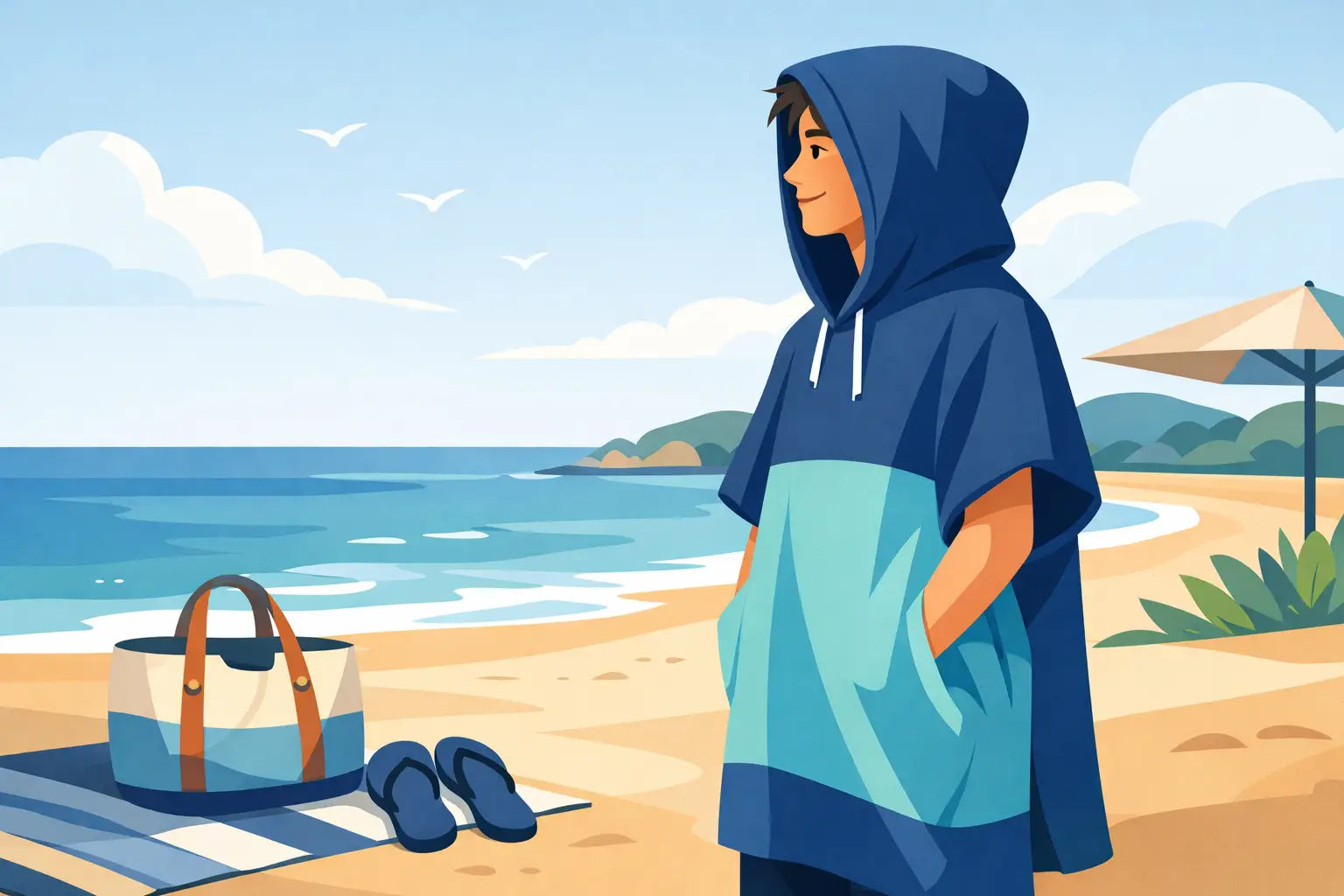 Guide poncho serviette après baignade