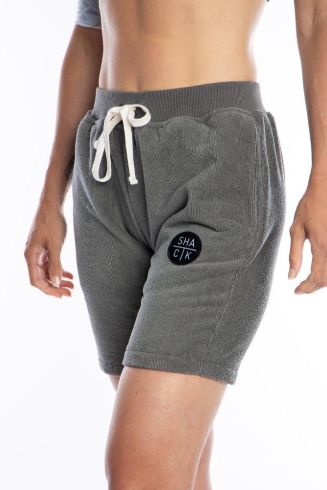 Short jogger en microfibre gris camo - Unisexe